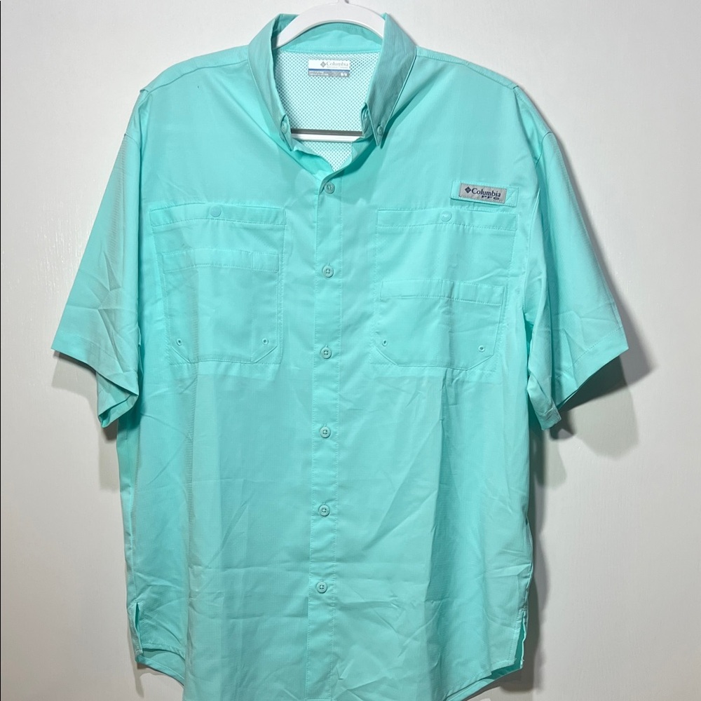 Columbia PFG Omni-Shade Men's M Mint Green Casual Button Down Shirt